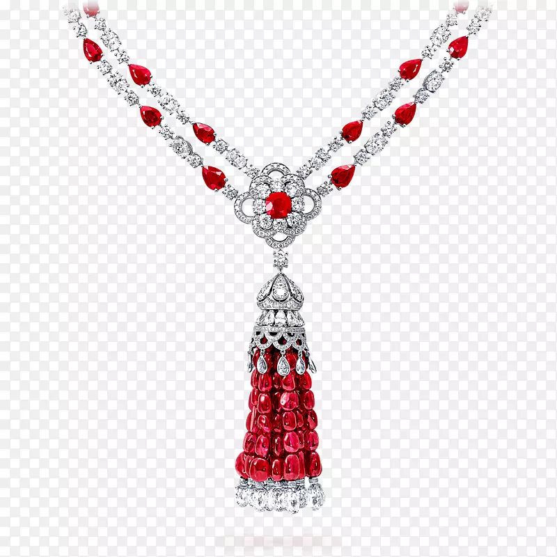 红宝石钻石耳环项链-红宝石