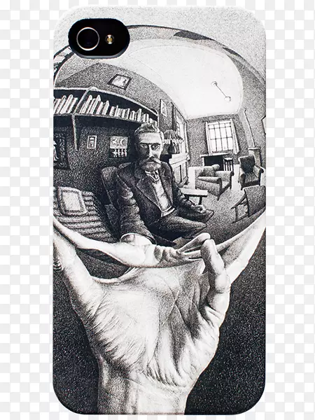 用反射球体画手用球镜艺术家画静物-m c.埃舍尔