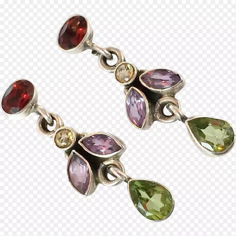 紫水晶耳环手镯银身珠宝银