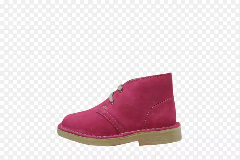 绒面皮靴，粉红色m步行靴