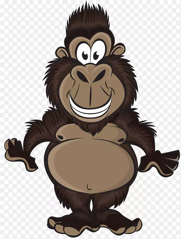西部猩猩宝宝丛林动物卡通剪贴画手绘猴子