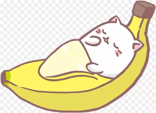 猫香蕉卡瓦伊绘画剪贴画-猫
