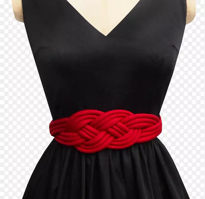 小黑连衣裙永远深红色栀子花带无边结带