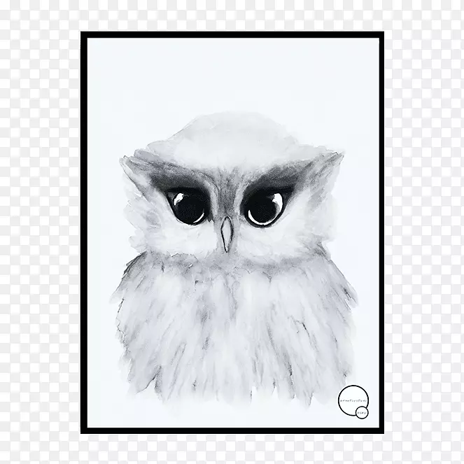 海报艺术画-水彩猫头鹰