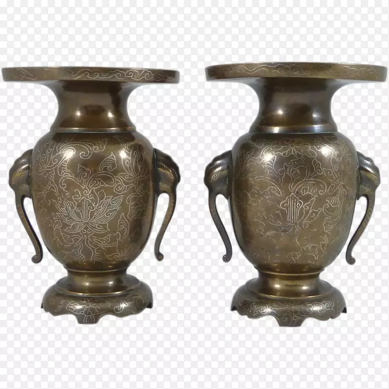 花瓶古董铜青铜镶嵌花瓶