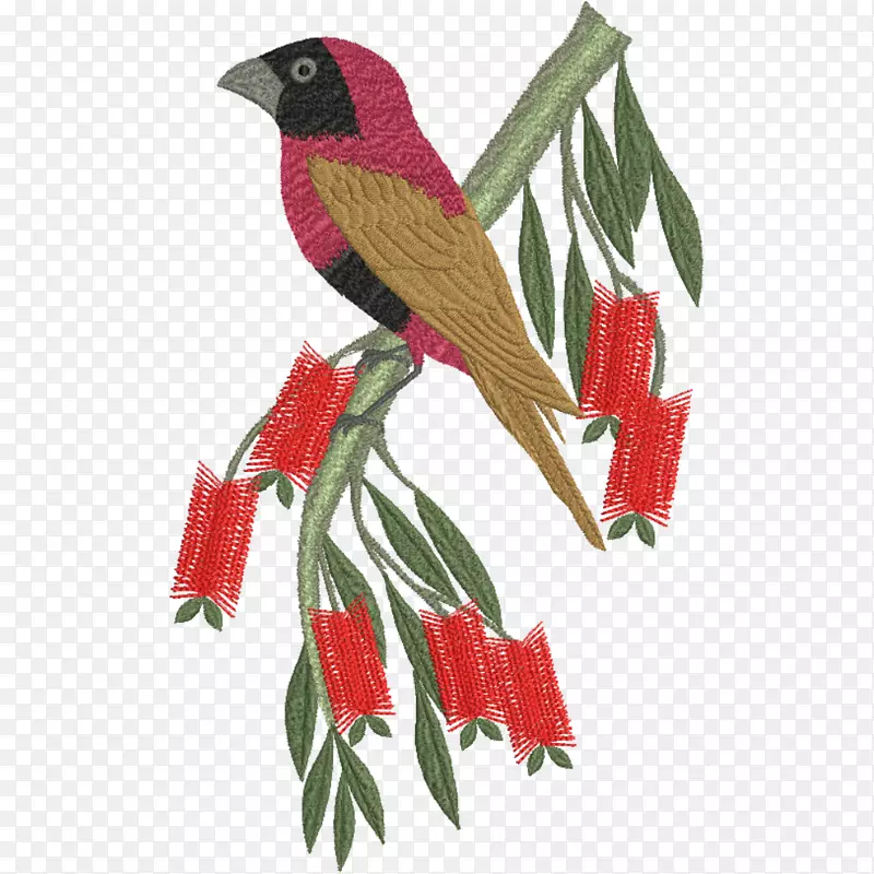 鸟鹦鹉机刺绣图案-鸟