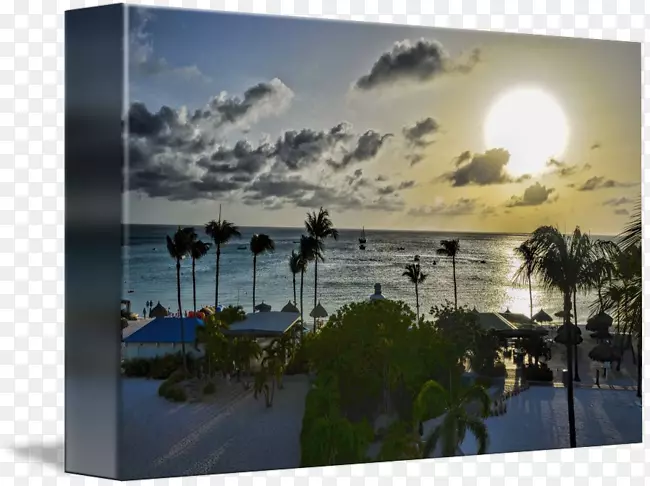 地产股摄影，海上度假-海滩日落