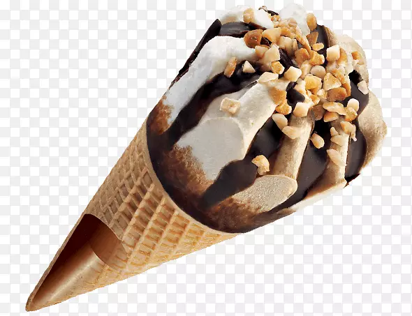 巧克力冰淇淋圆锥形华夫饼香草奶油