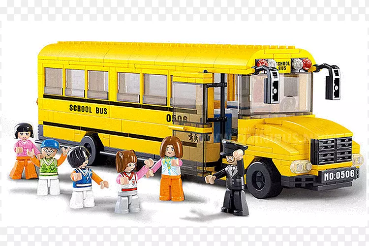 公共汽车玩具街区教育玩具汽车-巴士