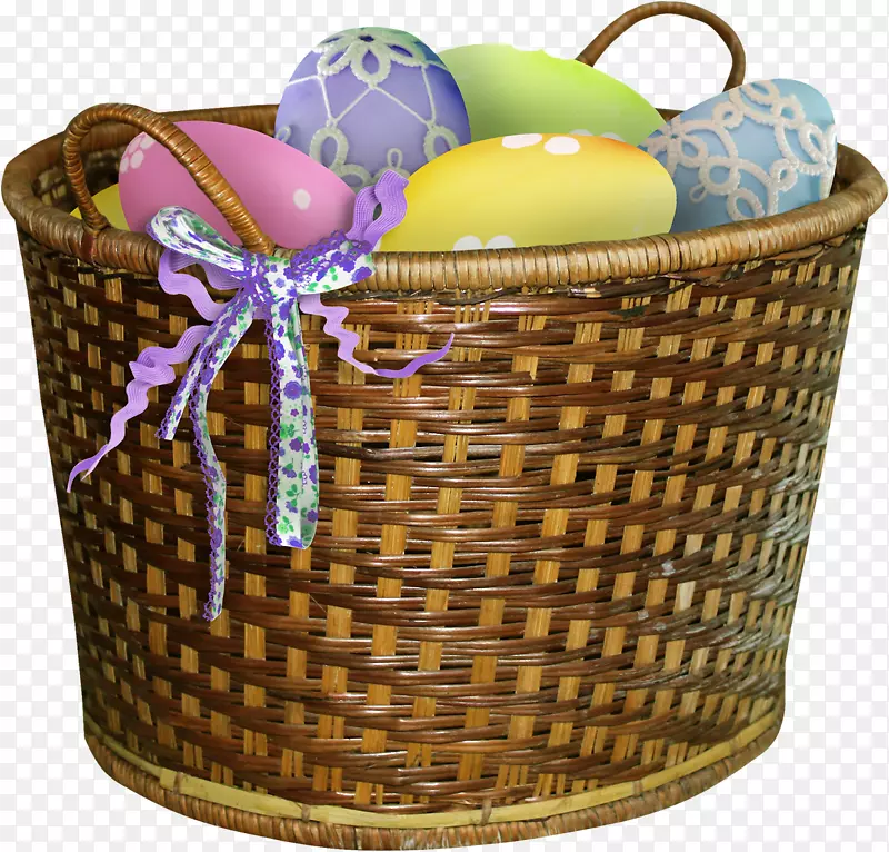 复活节食品礼品篮，篮子，柳条，复活节