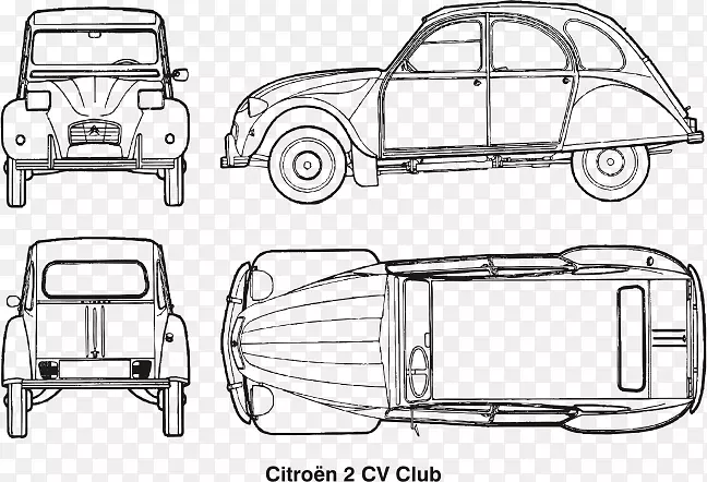 古董车Citro n 2CV雪铁龙牵引前卫车