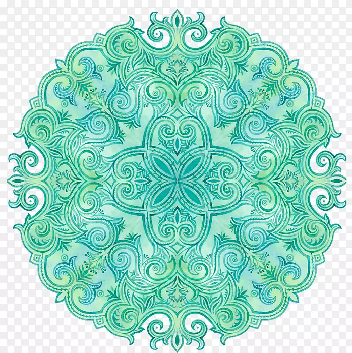 绿色绿松石视觉艺术对称图案圆