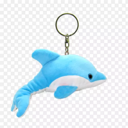 钥匙链海豚绿松石钥匙圈填充动物和可爱的玩具.海豚