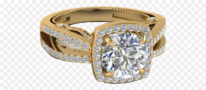 钻石订婚戒指，结婚戒指，黄金-赛贡
