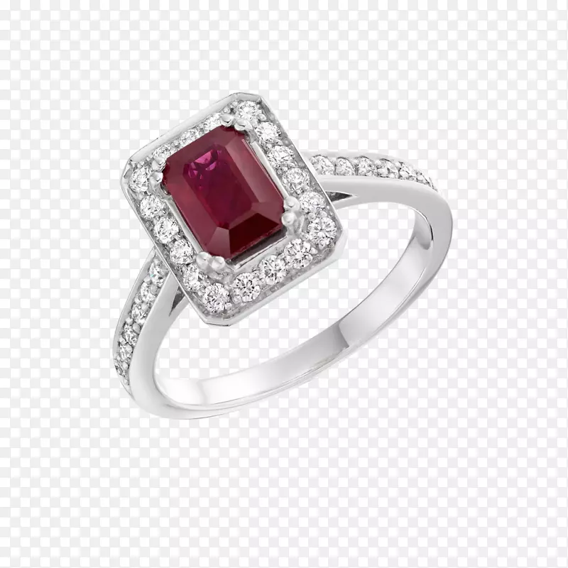 红宝石订婚戒指结婚戒指钻石红宝石