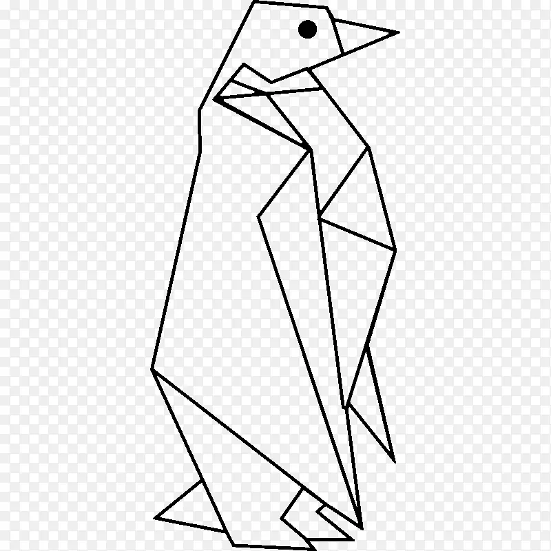 纸企鹅画折纸图案-企鹅