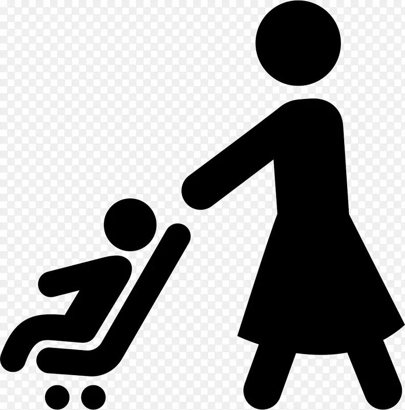 电脑图标儿童走路的妇女婴儿-儿童