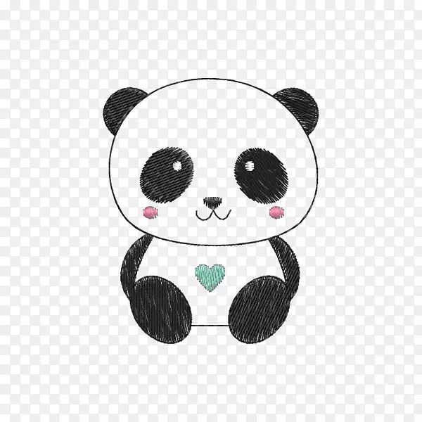 大熊猫熊刺绣画可爱-熊