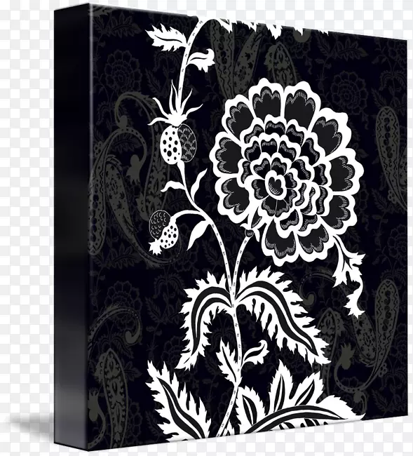 花卉设计白色黑m图案设计