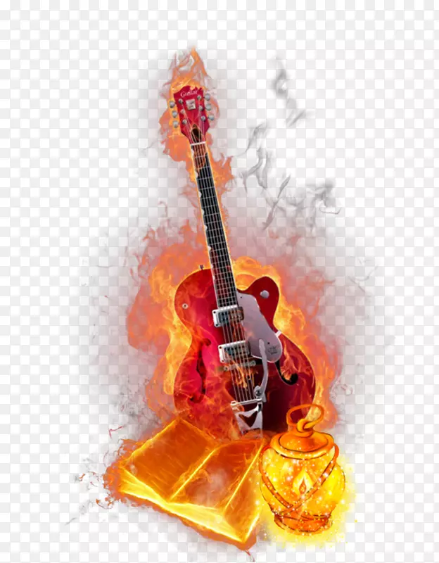 吉他橙红火焰吉他