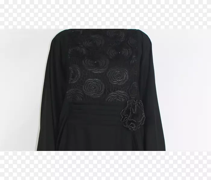 袖子天鹅绒黑色m-abaya