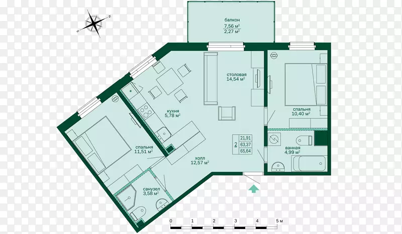 斯坎迪克吕布平面图，公寓楼-房屋