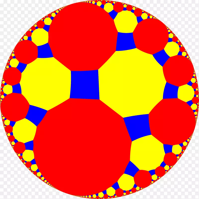 截断的五角镶嵌Poincaré盘模型双曲几何截断阶-7三角瓦圆