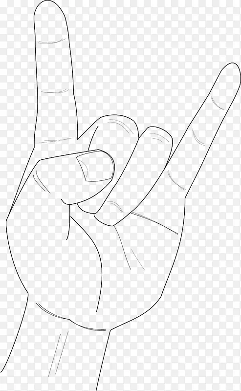 大拇指手势线画角的艺术标志摇滚乐