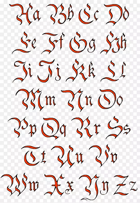 刻字纹身古英语拉丁字母英文字母表闪存