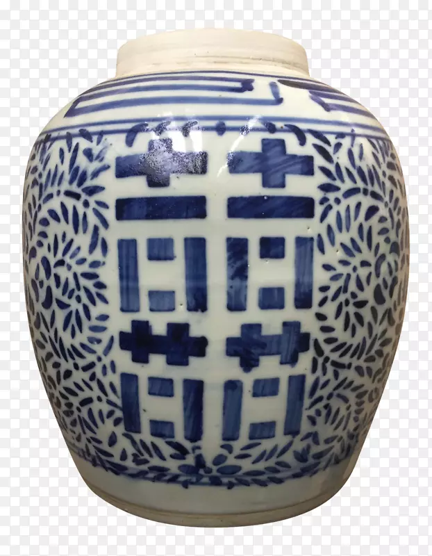 蓝白陶瓷瓶花瓶