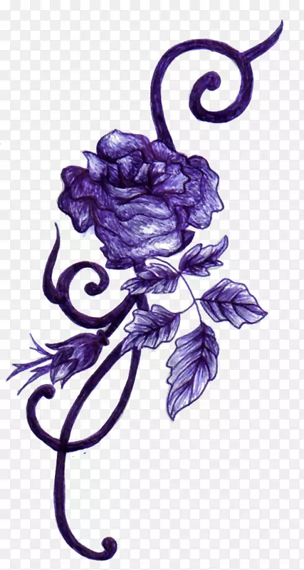 紫玫瑰纹身艺术家身体艺术-紫色