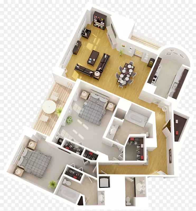华盛顿市中心2401宾夕法尼亚大道住宅公寓卧室平面图-公寓