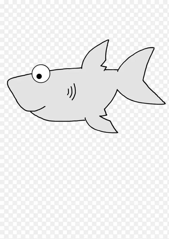 鲨鱼画线艺术卡通剪辑艺术-创意鲨鱼