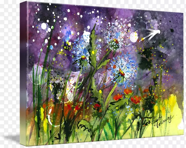 花卉设计丙烯酸涂料英国薰衣草水彩画静物设计