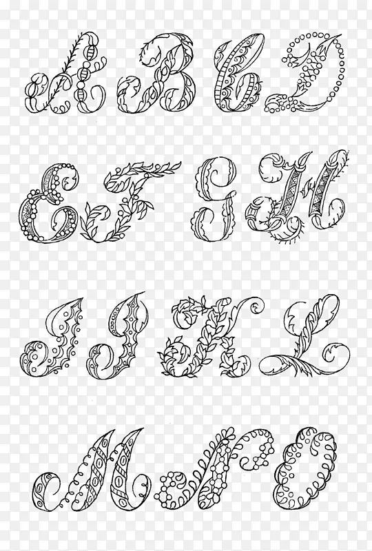 装饰字母表花卉设计字体设计