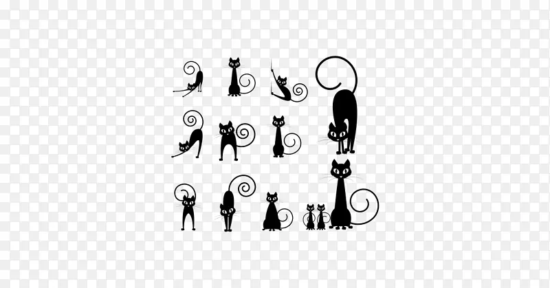 黑猫小猫插画猫