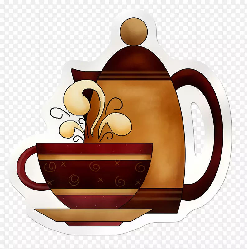 咖啡，茶，面包店，剪贴画-咖啡