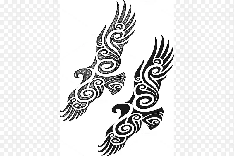 MāOri People纹身剪影壁画毛利纹身