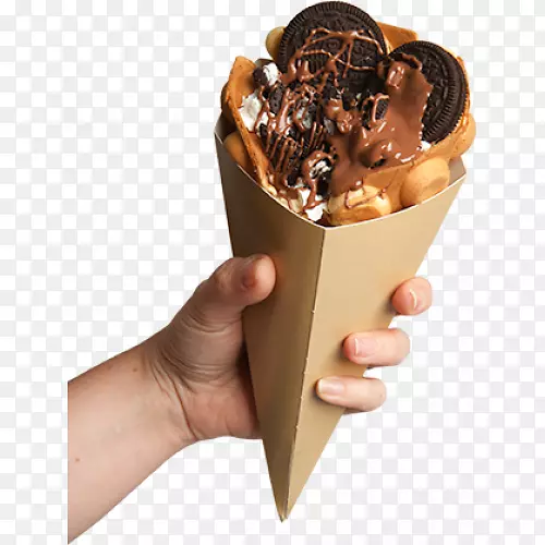 巧克力冰淇淋锥，鸡蛋华夫饼-鸡蛋华夫饼