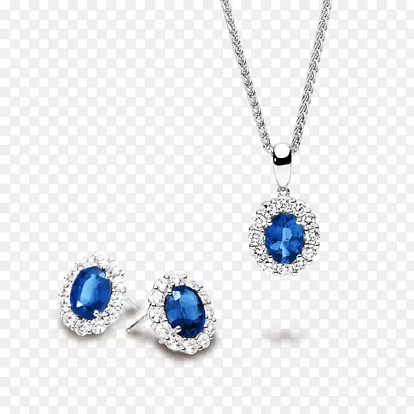 蓝宝石耳环首饰项链-蓝宝石