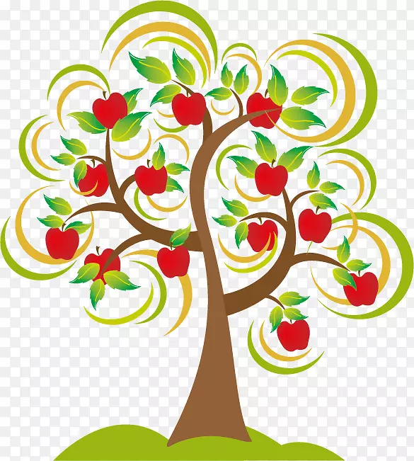 苹果树绘画剪贴画-苹果