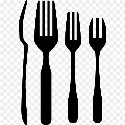 用叉子叉一个精致的四色厨房-叉子