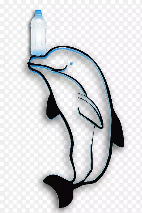 彩色书画海豚剪贴画.海洋垃圾