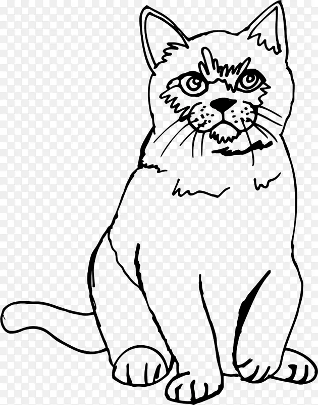 猫线画素描-小猫