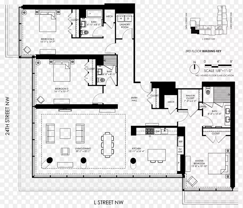 平面图杰斐逊豪宅共管公寓房屋平面图建筑-厕所地板