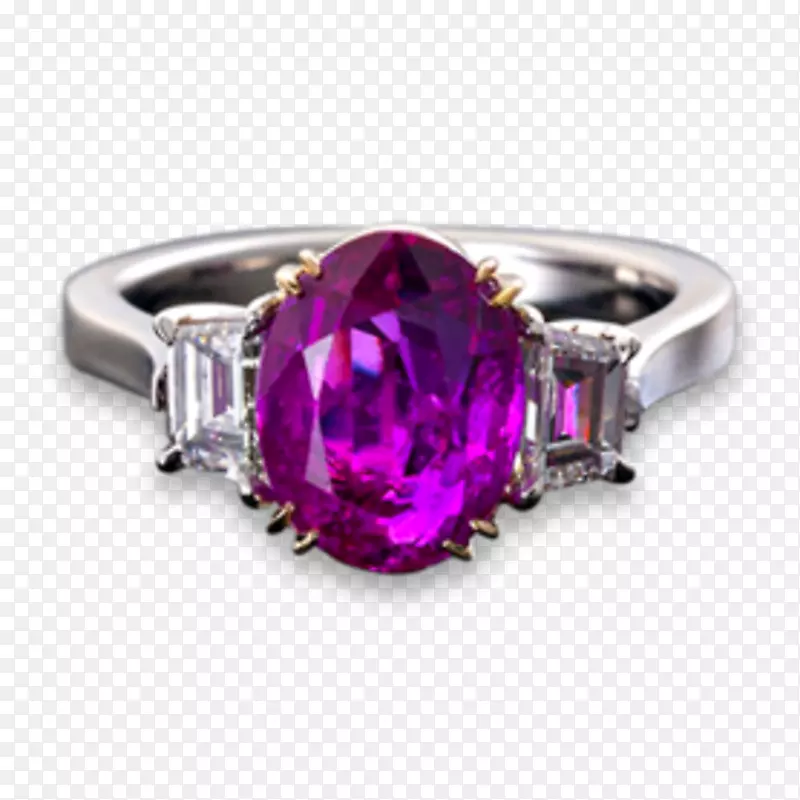 紫水晶红宝石环蓝宝石克拉红宝石