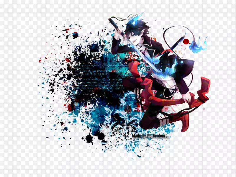 Rin Okumura绘制蓝色驱魔师三维计算机图形.蓝色驱魔仪