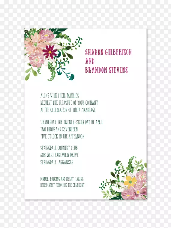 婚礼邀请函花卉设计新婚花洒纸-婚礼