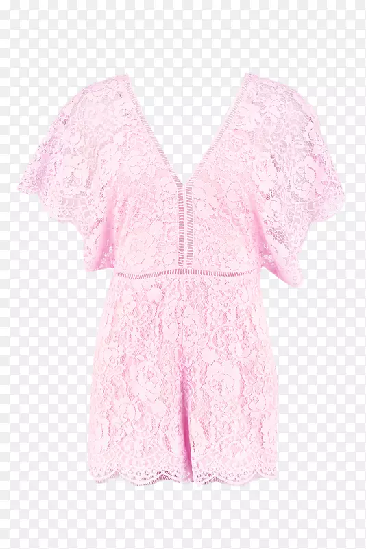 肩袖睡衣上衣粉红色m-连衣裙