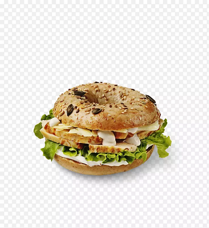芝士汉堡早餐三明治三文鱼汉堡百吉饼凯撒沙拉百吉饼
